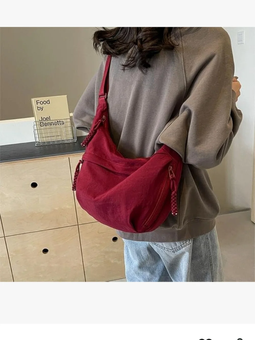 Nylon Crescent Crossbody Bag for Women Shoulder Tote Handbag Casual Sling Bag